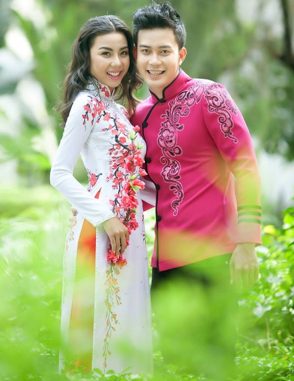 Áo dài nam vẽ họa tiết trẻ trung cao cấp