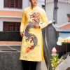 Áo dài nam vàng họa tiết rồng cầu kỳ