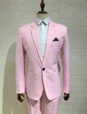 cho thuê vest nam màu hồng nhạt