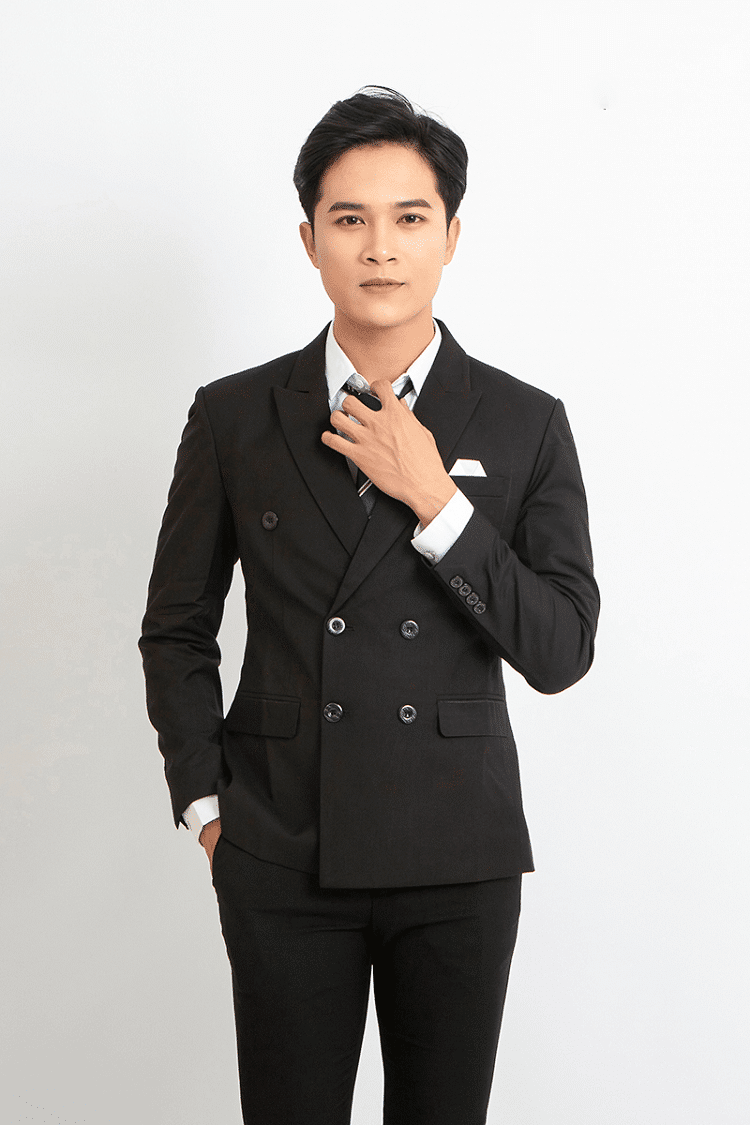 vest nam đen 6 nút hàn quốc