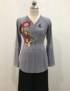 bà ba nữ vẽ hoa sa la