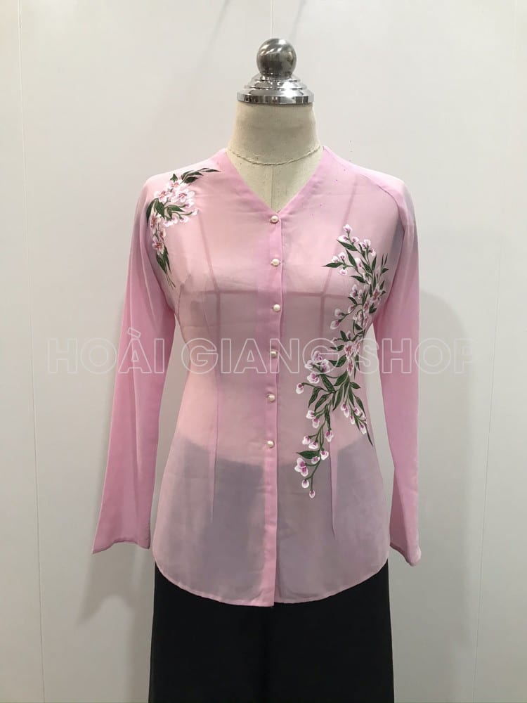 bà ba nữ hồng nhạt vẽ hoa