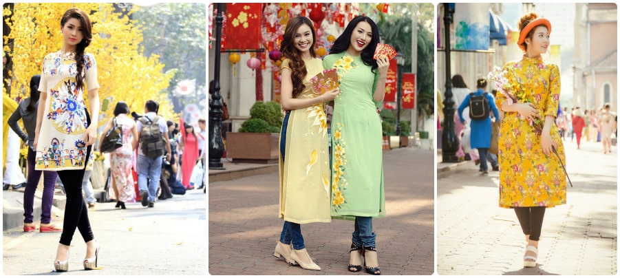 Rộn ràng sắc xuân với áo dài nữ cách tân ngắn