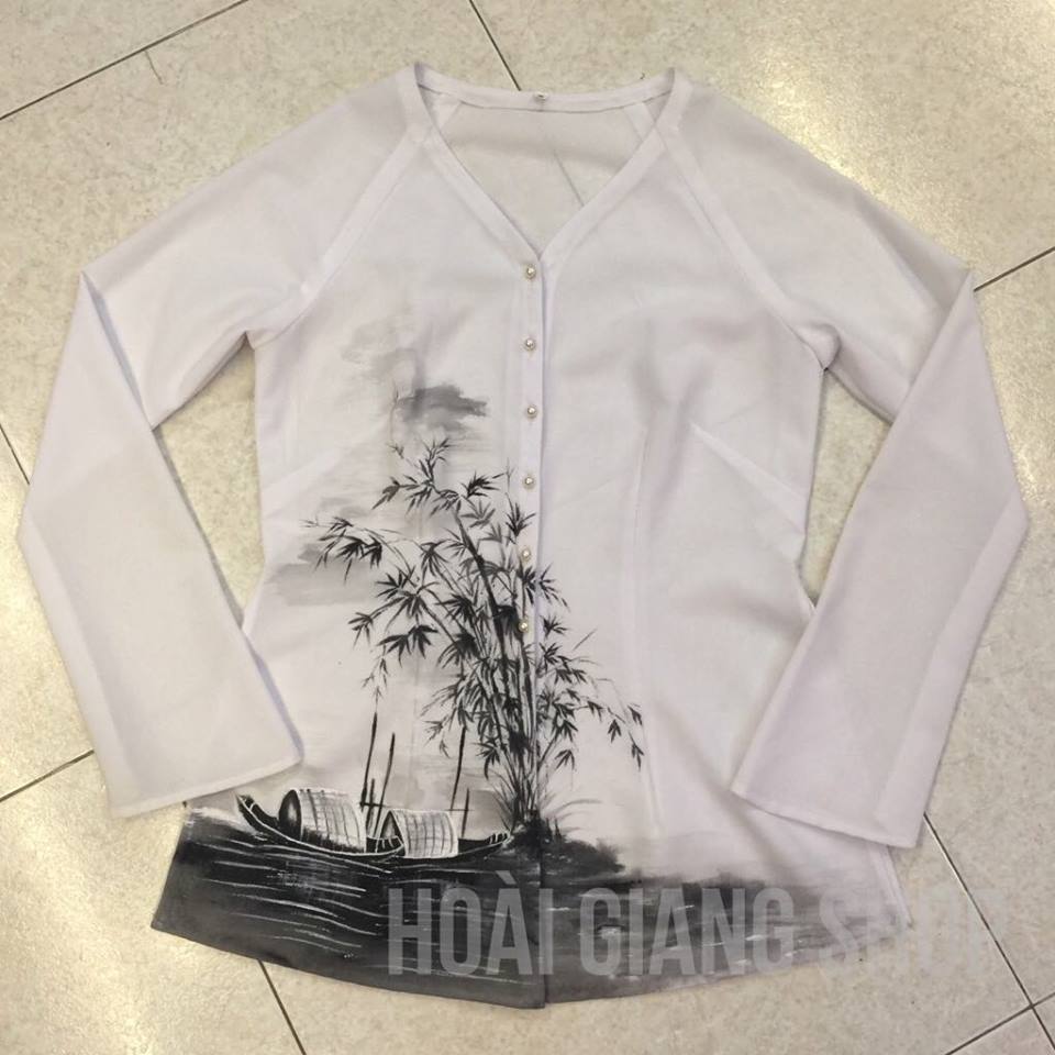 Áo bà ba vẽ phong cảnh đậm chất quê hương