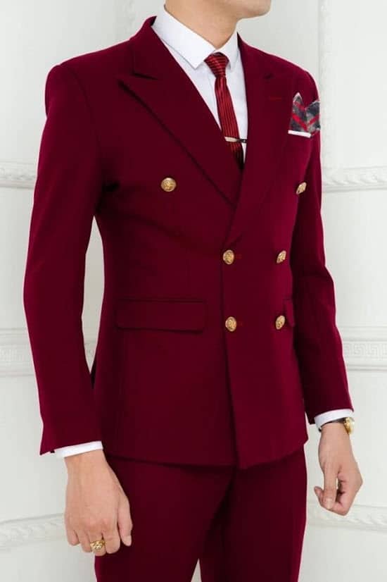 Vest chú rể đỏ đô quý phái