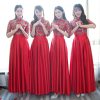 Áo khỏa nữ bưng quả Trung Hoa (áo đỏ váy đỏ)