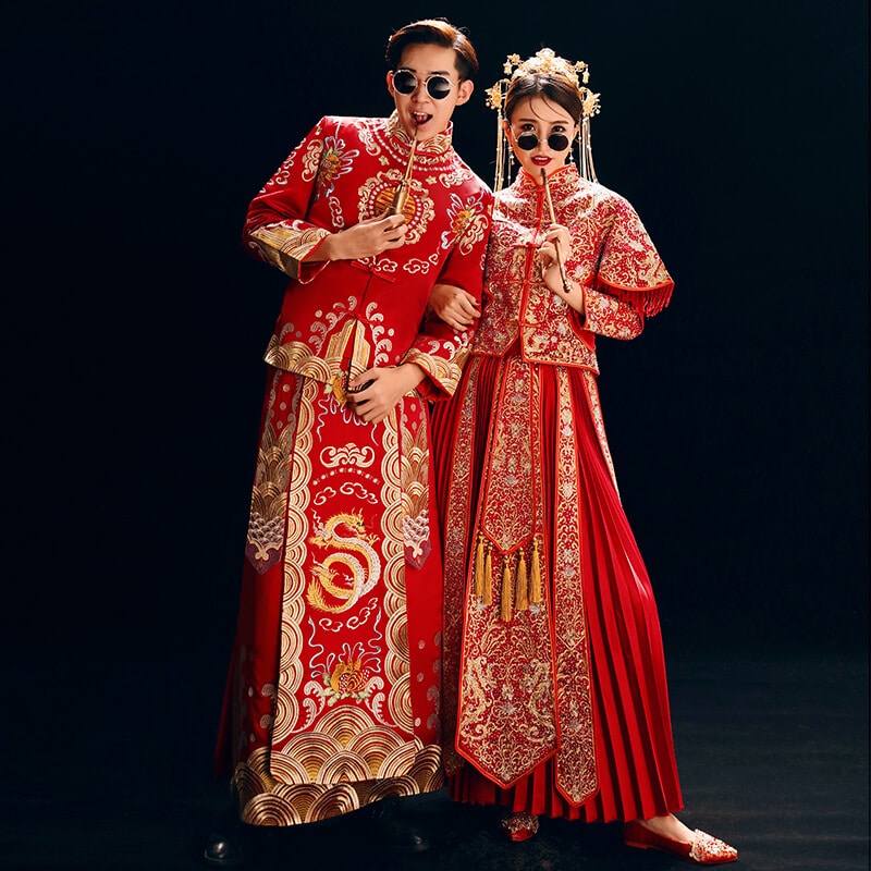 áo khỏa cặp trung hoa thêu sang trọng