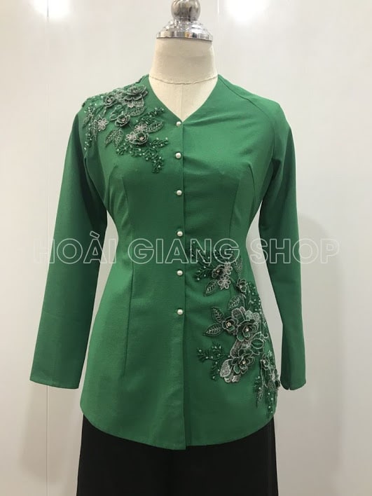 bà ba xanh lá kết ren