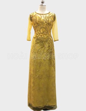 cho thuê áo dài sui vàng lộng lẫy