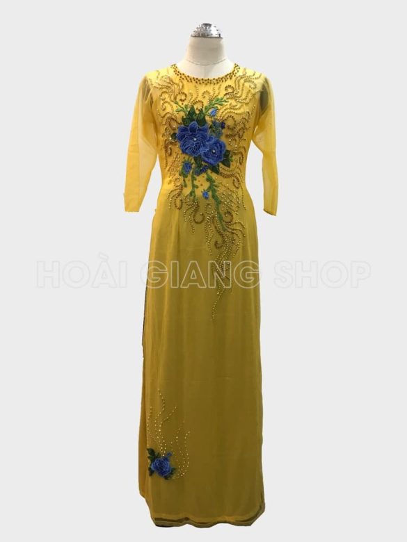 áo dài bà sui màu vàng