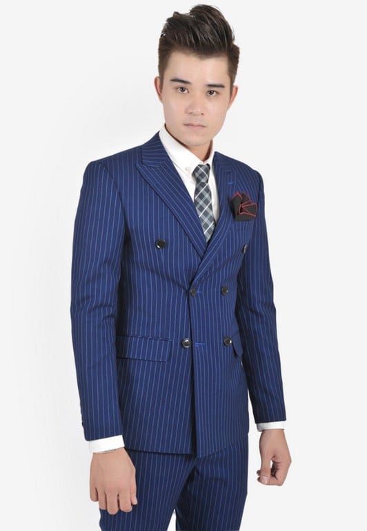 cho thuê vest nam xanh kẻ sọc