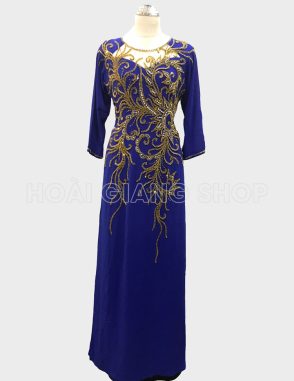 áo dài mẹ chồng xanh coban