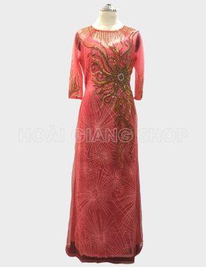 áo dài cho mẹ màu hồng dâu