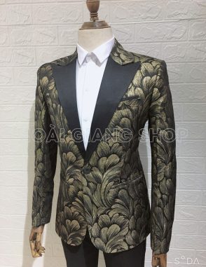 áo vest nam đi tiệc vân vàng