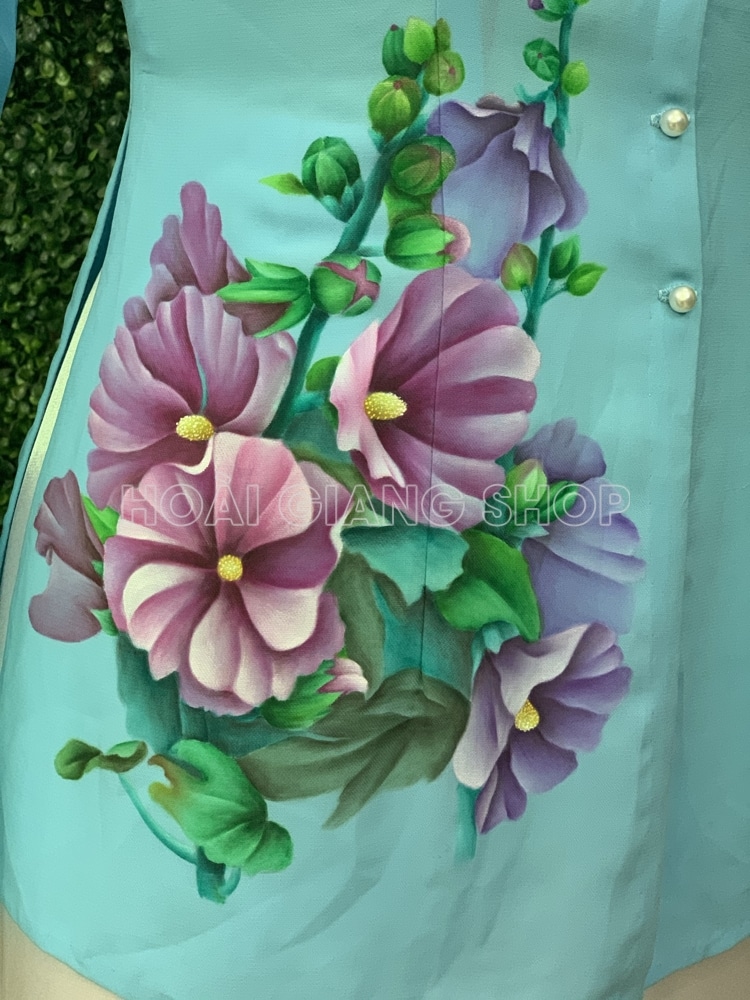 áo bà ba vẽ hoa mãn đình hồng