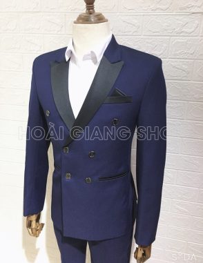 cho thuê vest nam xanh đen ve sam 6 nút