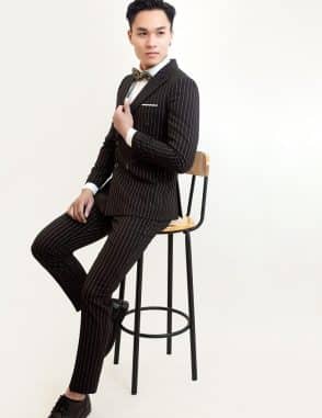 vest nam đen sọc caro
