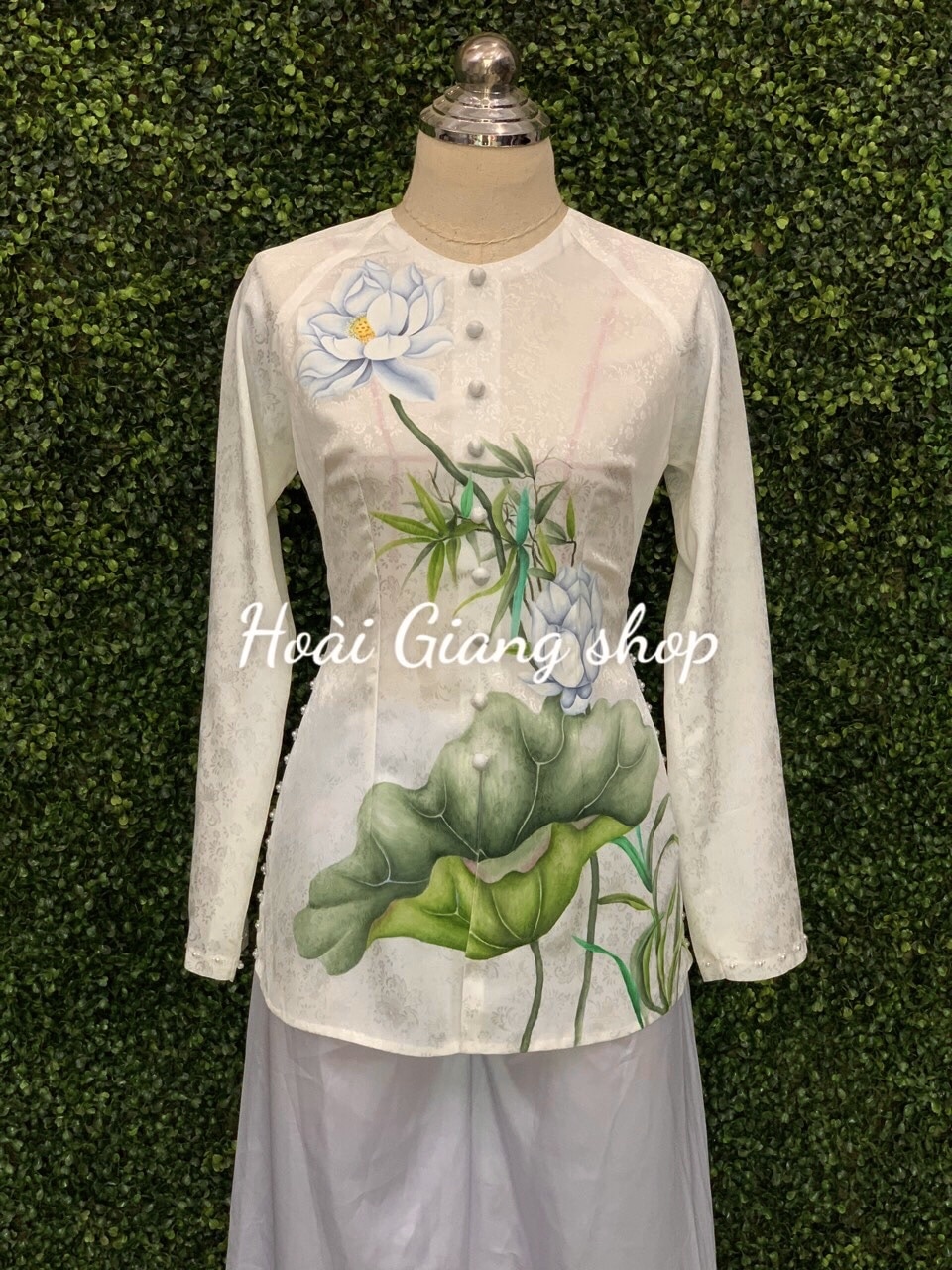 bà ba nữ gấm trắng cao cấp