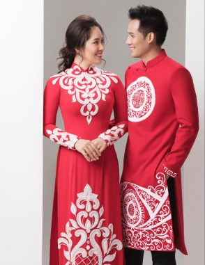 may áo dài cô dâu chú rể