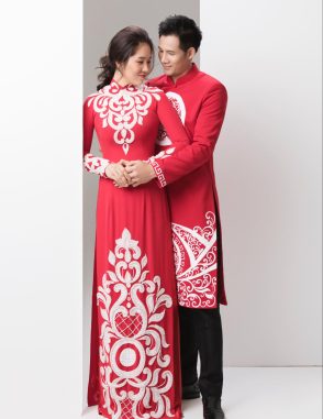 may áo dài cô dâu chú rể
