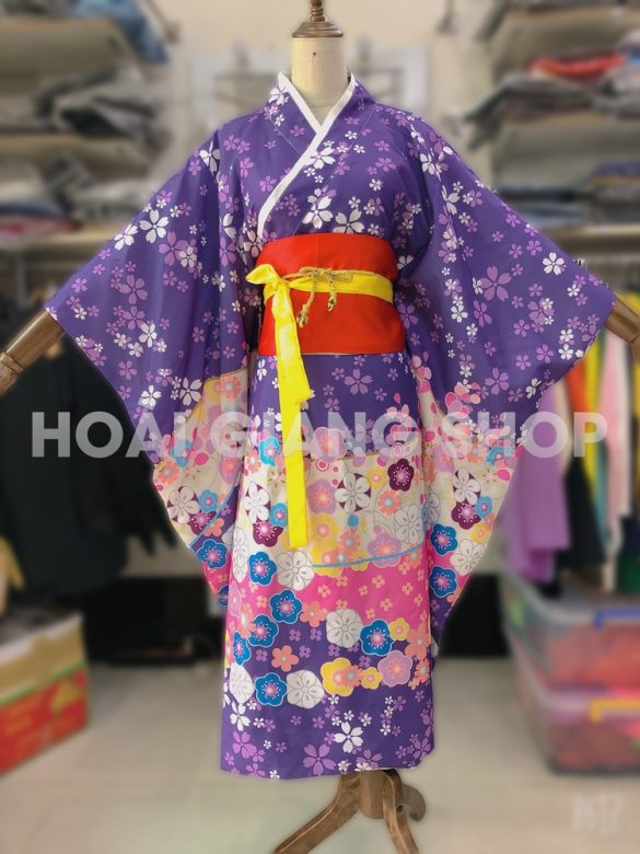 kimono nhật bản màu tím