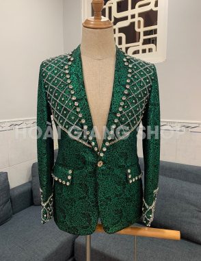 vest nam biểu diễn xanh lá