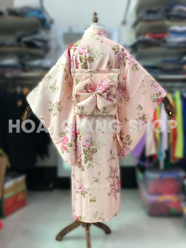 yukata nhật bản gấm hồng