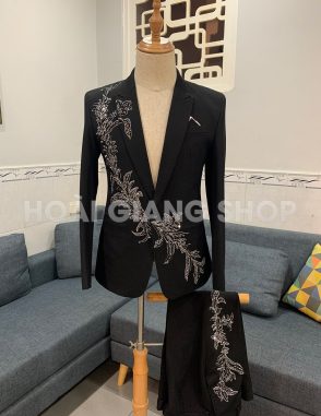 bán vest nam đen kết cườm