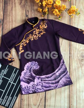 áo dài bé trai màu tím
