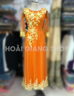 cho thuê áo dài sui màu cam