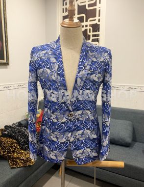 vest nam biểu diễn vân xanh trắng