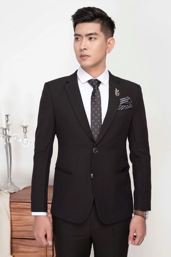 bộ vest nam đen 2 cúc chất lượng