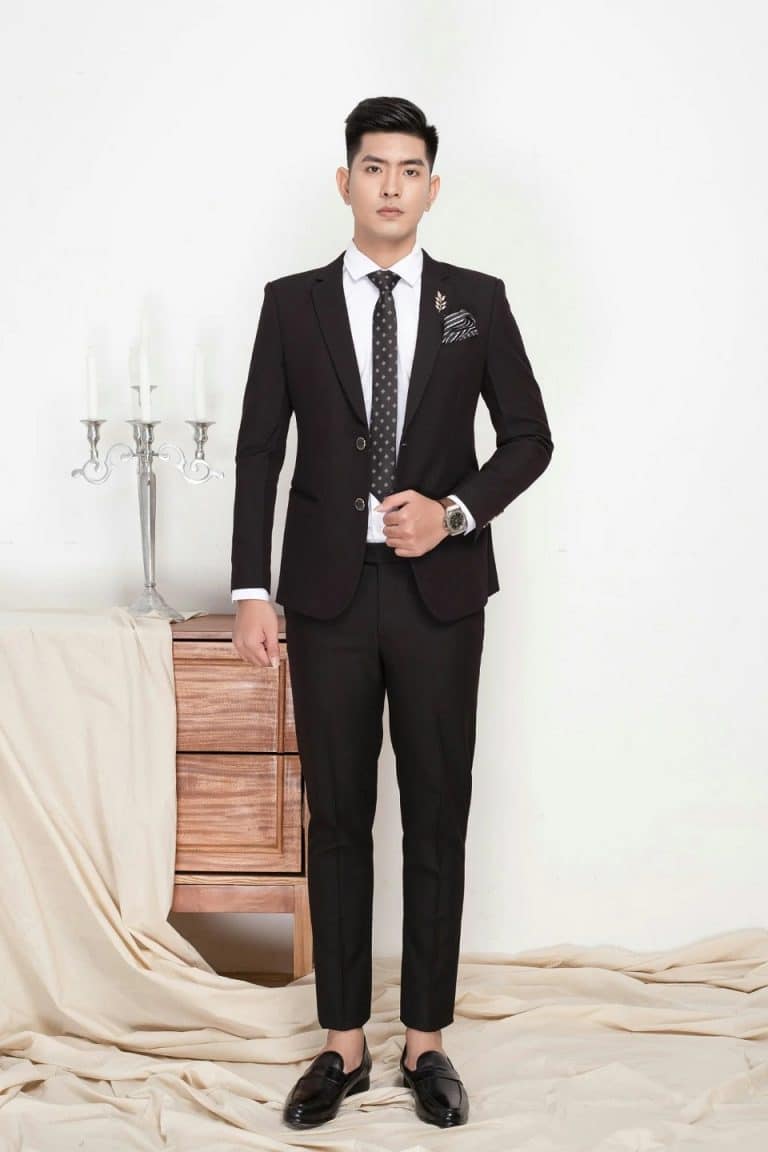 bộ vest nam đen 2 cúc chất lượng