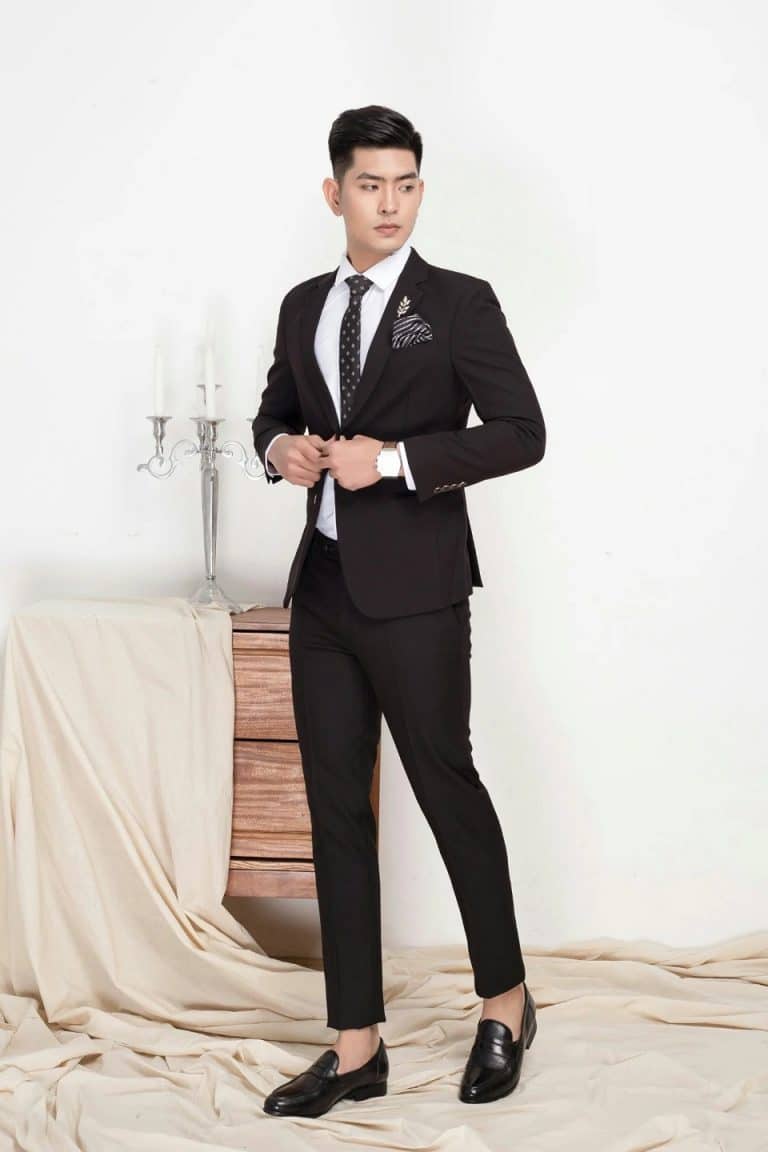 bộ vest nam đen 2 cúc chất lượng