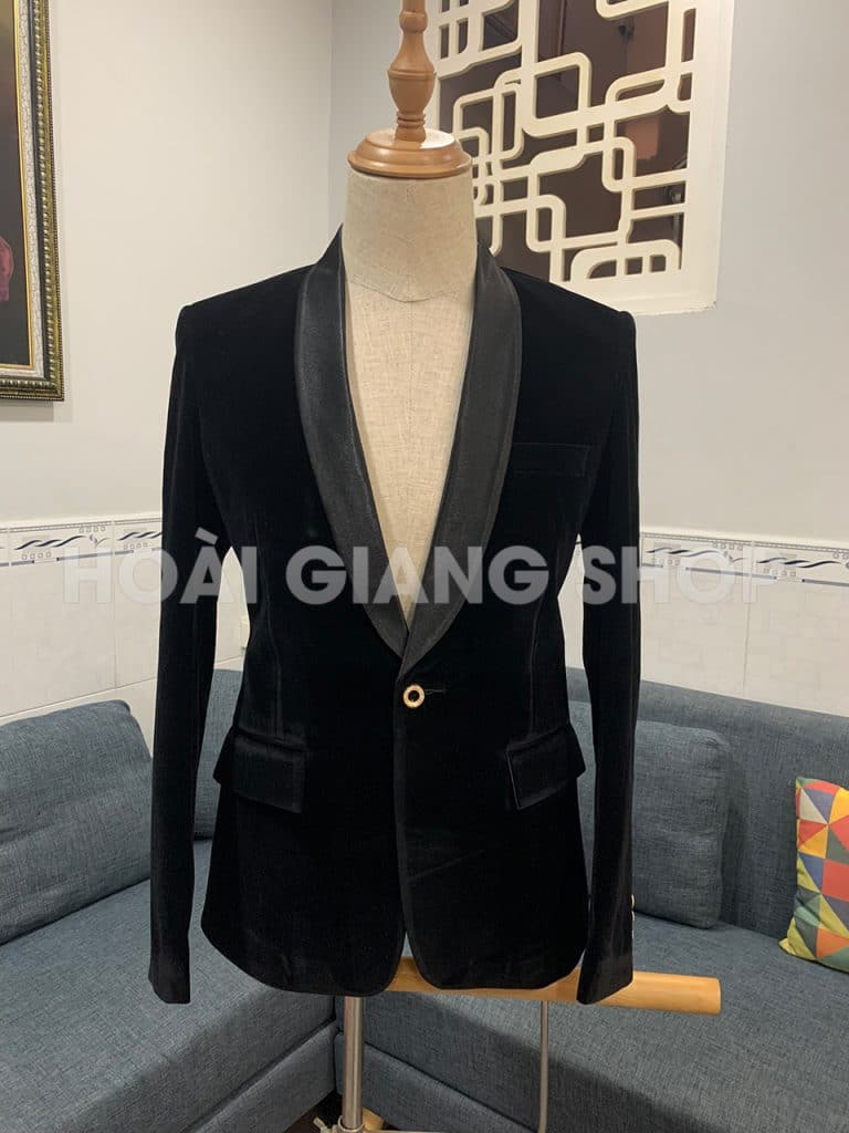 vest nam nhung đen sang trọng