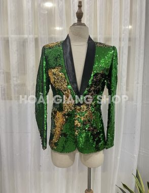 Áo vest kim sa xanh lá cây