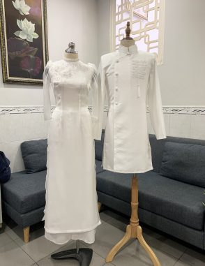cho thuê áo dài bưng quả trắng