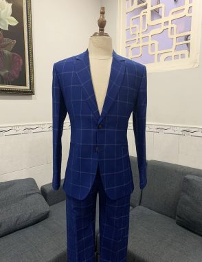suit nam xanh caro