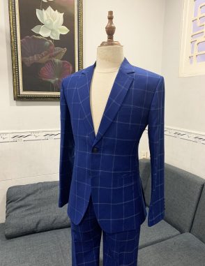 suit nam xanh caro