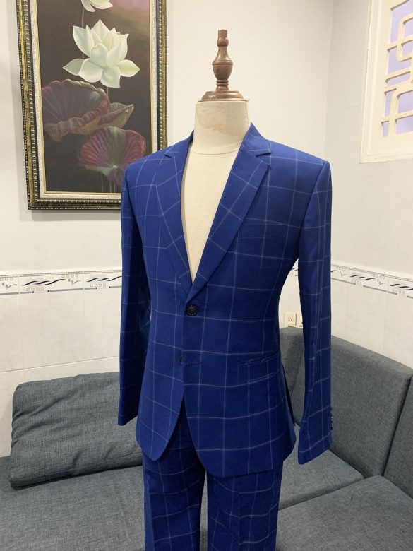 suit nam xanh caro