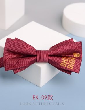 nơ đeo cổ thêu chữ song hỷ