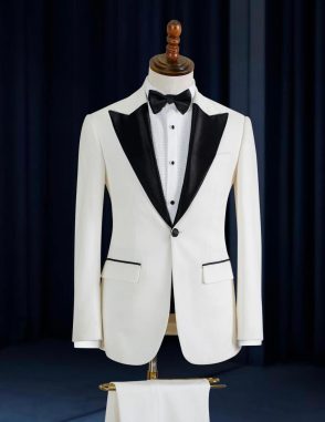 suit nam trắng ve đen bóng